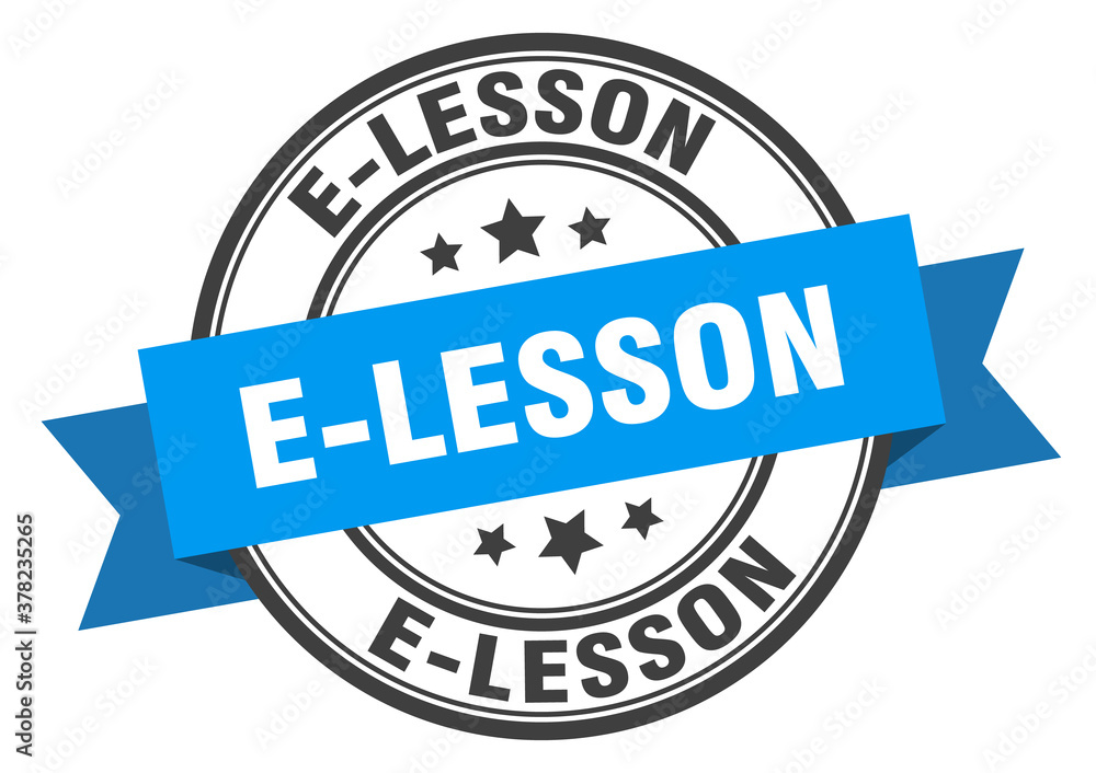 e-lesson label sign. round stamp. band. ribbon e-lesson label sign. round stamp. band. ribbon