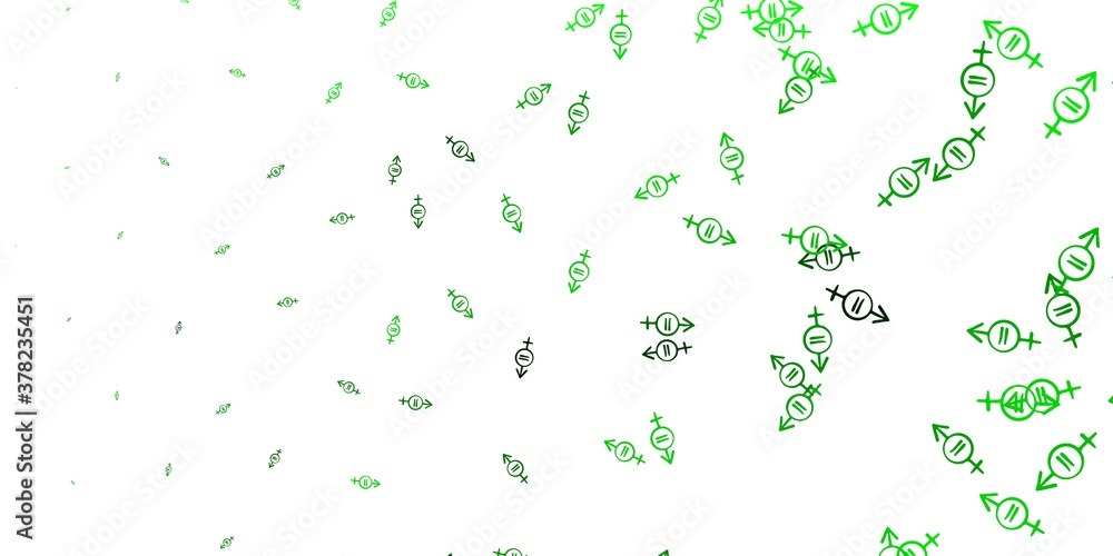 Light Green, Yellow vector backdrop with woman's power symbols. Light Green, Yellow vector backdrop with woman's power symbols.