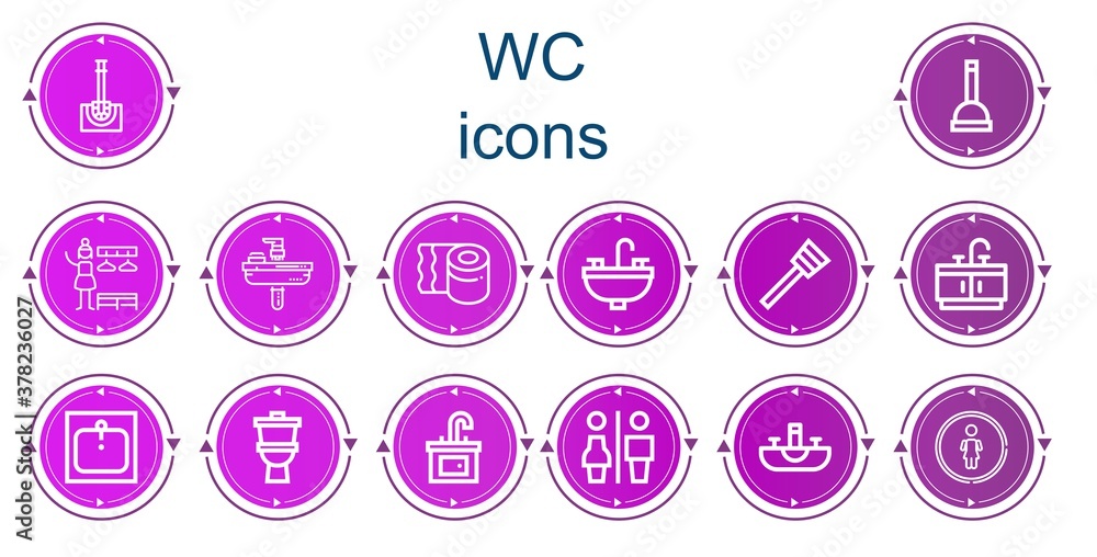 Editable 14 wc icons for web and mobile Editable 14 wc icons for web and mobile
