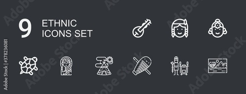 Editable 9 ethnic icons for web and mobile