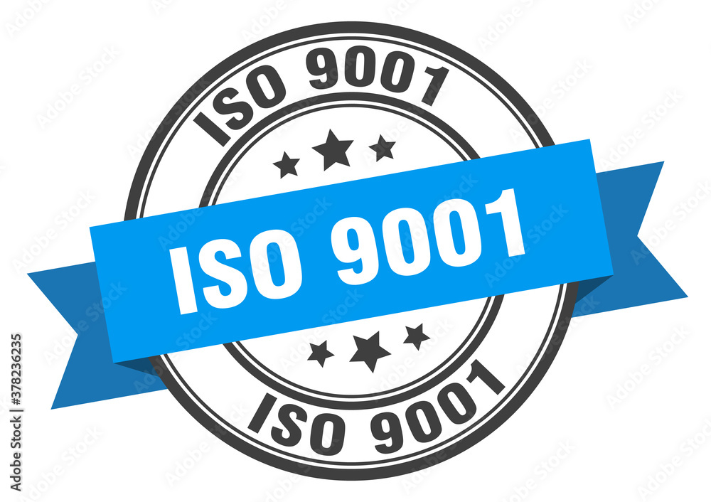 Fototapeta premium iso 9001 label sign. round stamp. band. ribbon