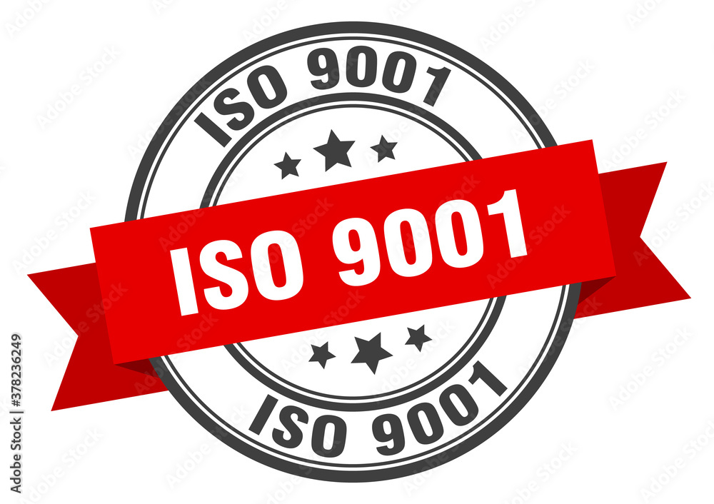 Fototapeta premium iso 9001 label sign. round stamp. band. ribbon