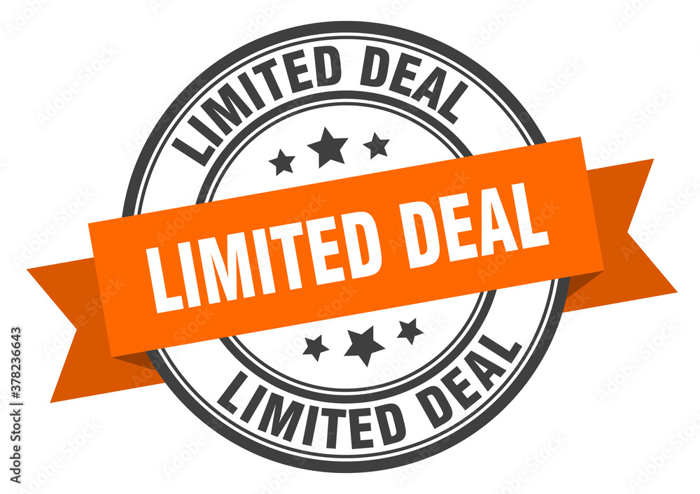 Fototapeta premium limited deal label sign. round stamp. band. ribbon