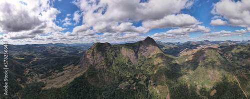 Aerial scene from huge rocky mountains region © BetoBormann