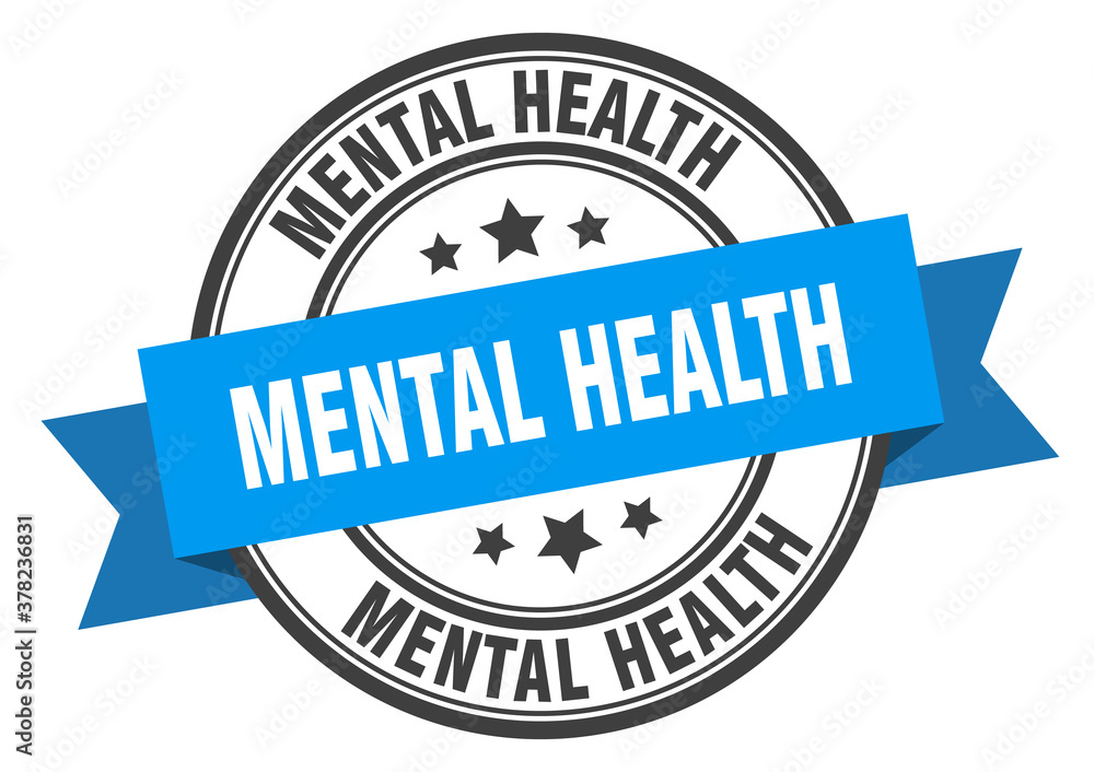 Fototapeta premium mental health label sign. round stamp. band. ribbon