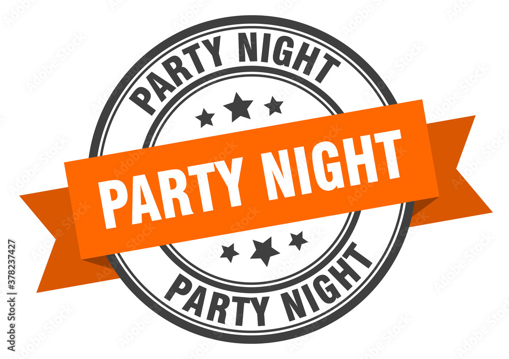Obraz premium party night label sign. round stamp. band. ribbon