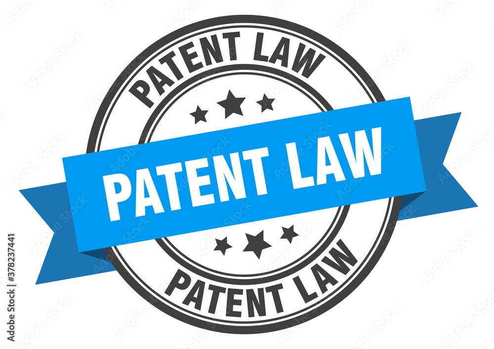 patent law label sign. round stamp. band. ribbon