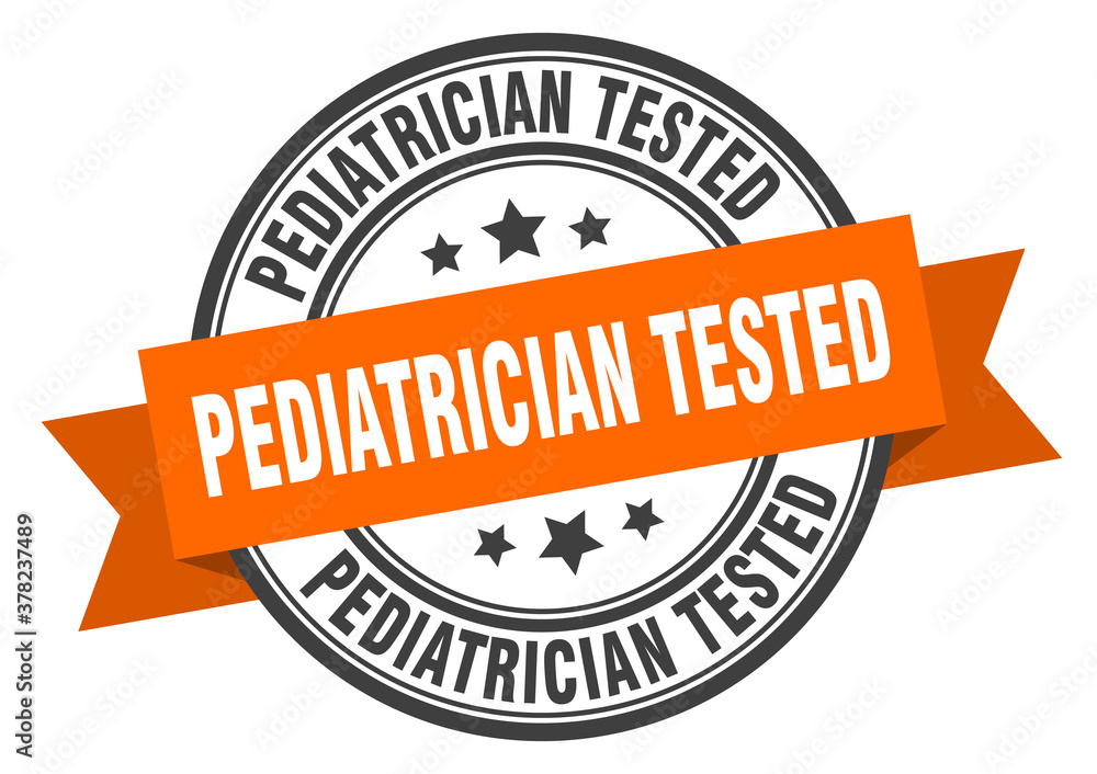 Fototapeta premium pediatrician tested label sign. round stamp. band. ribbon