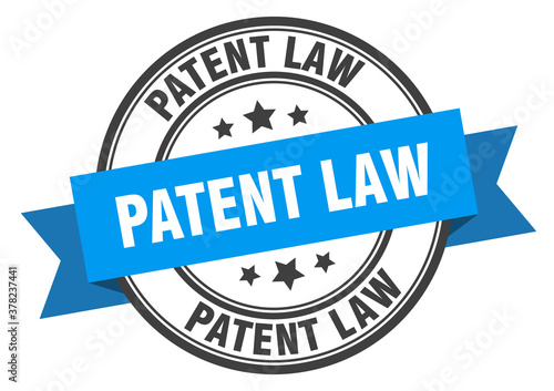 patent law label sign. round stamp. band. ribbon