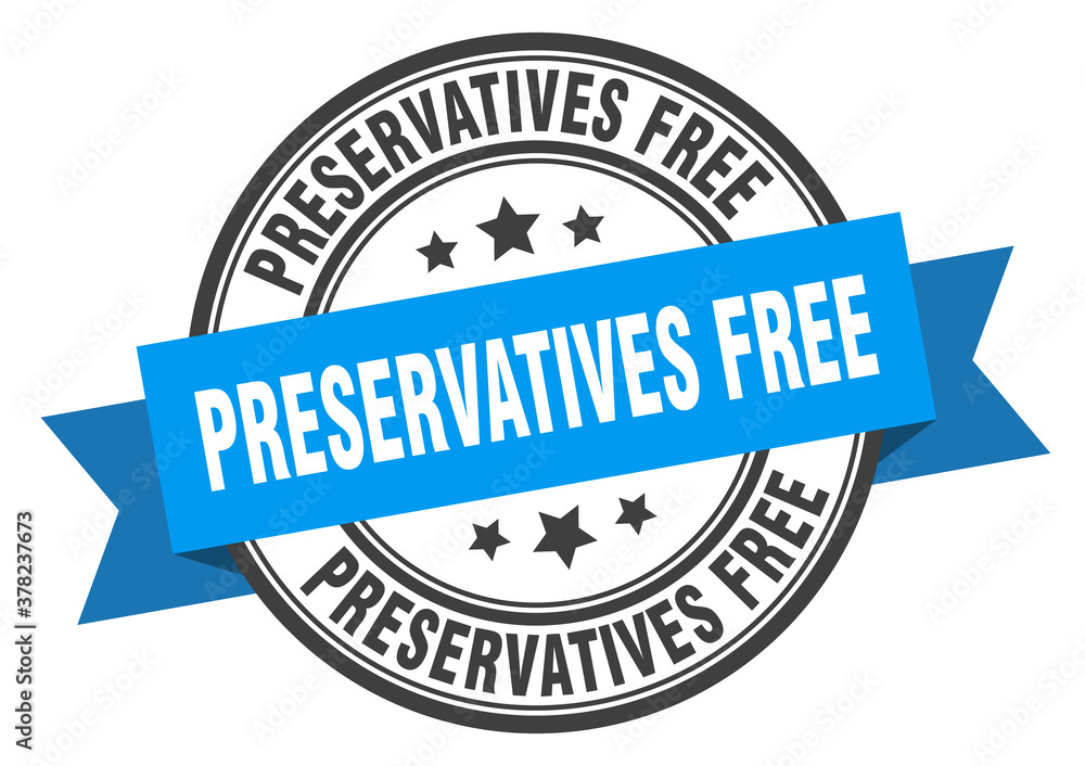 Obraz premium preservatives free label sign. round stamp. band. ribbon