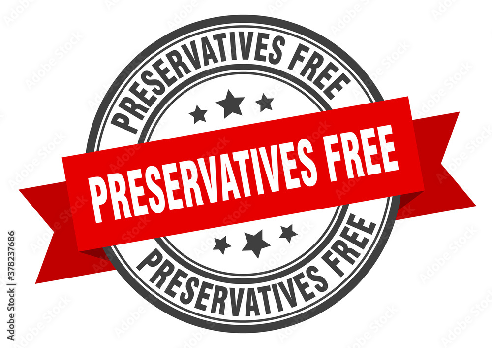 Obraz premium preservatives free label sign. round stamp. band. ribbon