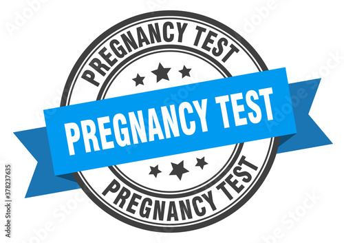 pregnancy test label sign. round stamp. band. ribbon