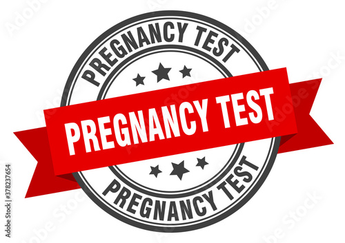 pregnancy test label sign. round stamp. band. ribbon