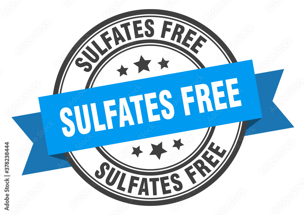 sulfates free label sign. round stamp. band. ribbon sulfates free label sign. round stamp. band. ribbon