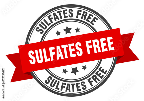 sulfates free label sign. round stamp. band. ribbon