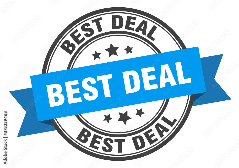 Fototapeta premium best deal label sign. round stamp. band. ribbon