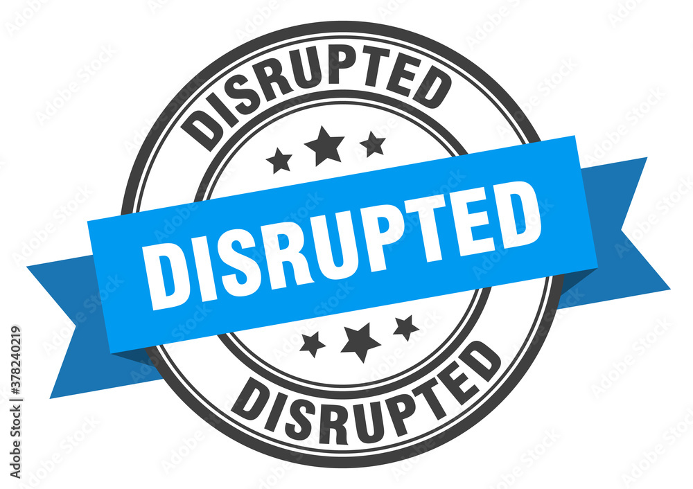 disrupted label sign. round stamp. band. ribbon disrupted label sign. round stamp. band. ribbon
