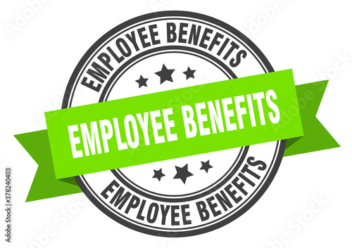 employee benefits label sign. round stamp. band. ribbon