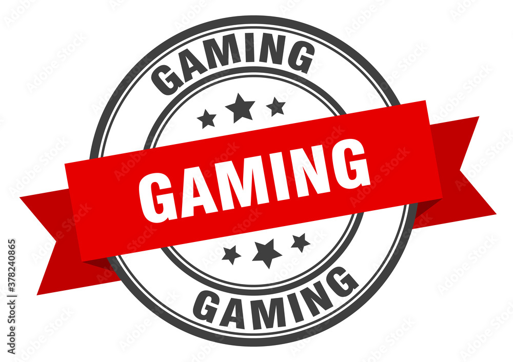 Obraz premium gaming label sign. round stamp. band. ribbon