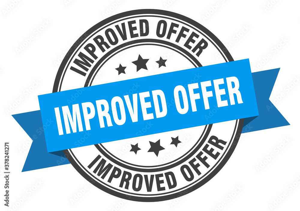 Obraz premium improved offer label sign. round stamp. band. ribbon
