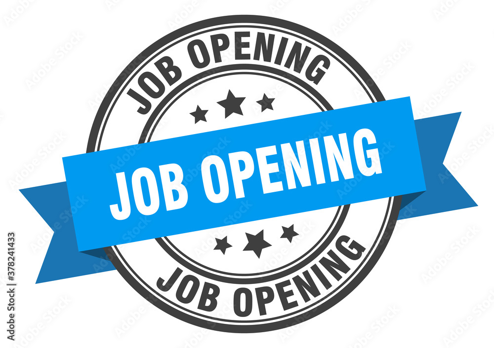 Fototapeta premium job opening label sign. round stamp. band. ribbon