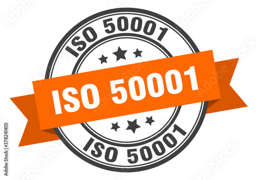 iso 50001 label sign. round stamp. band. ribbon