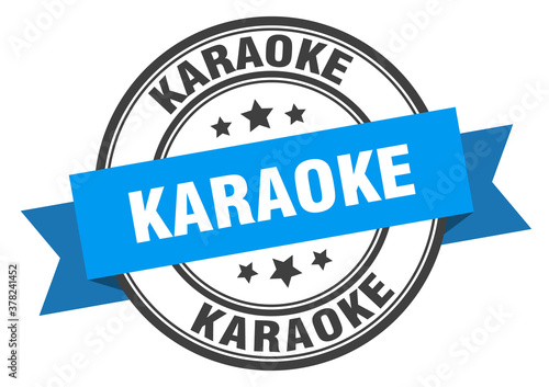 karaoke label sign. round stamp. band. ribbon