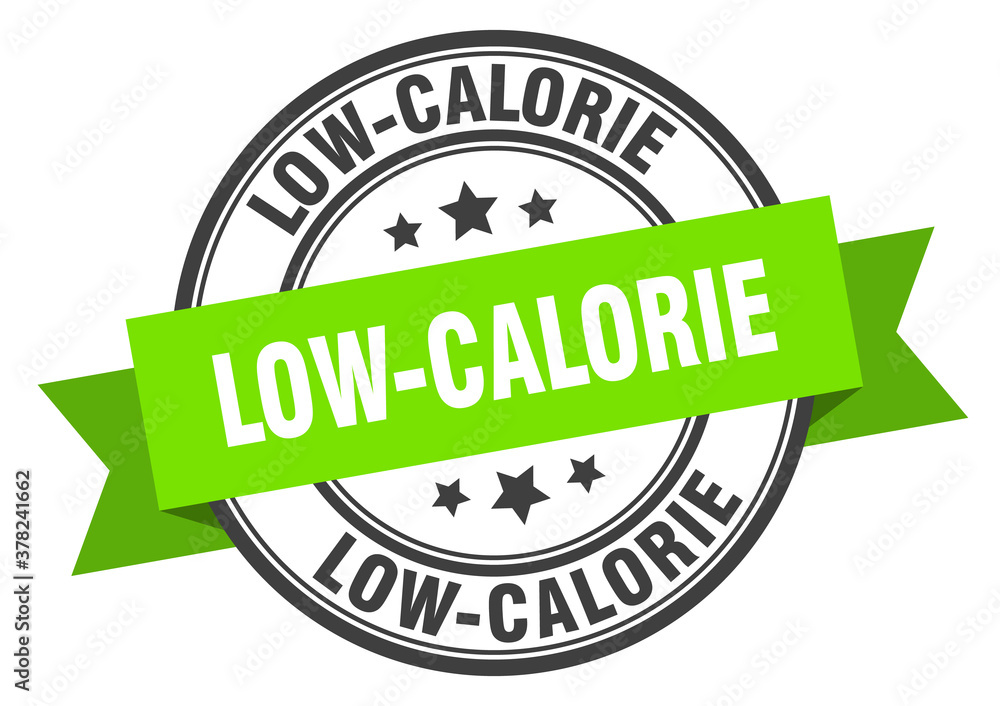 low-calorie label sign. round stamp. band. ribbon low-calorie label sign. round stamp. band. ribbon