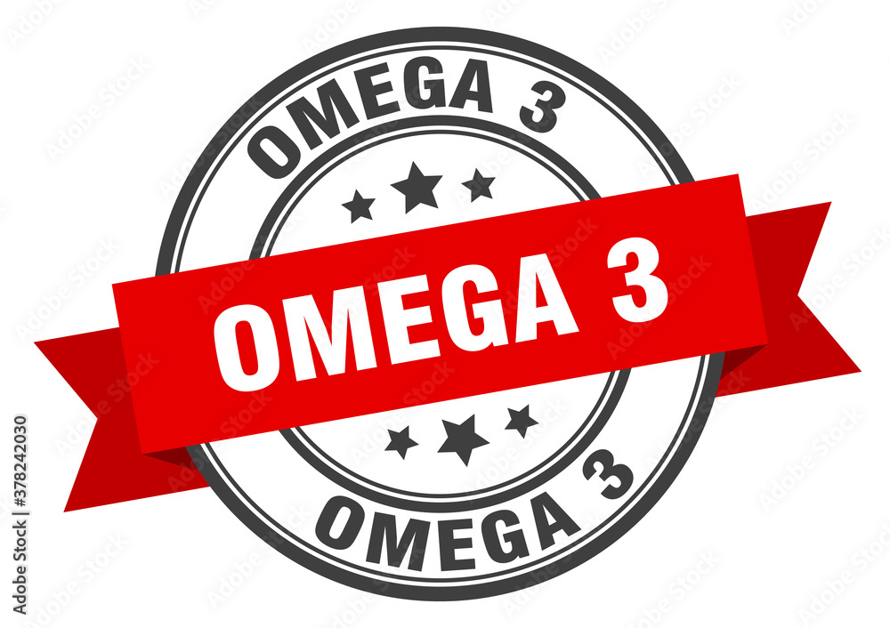 Fototapeta premium omega 3 label sign. round stamp. band. ribbon