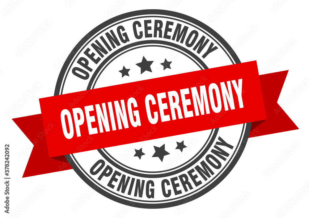 Fototapeta premium opening ceremony label sign. round stamp. band. ribbon