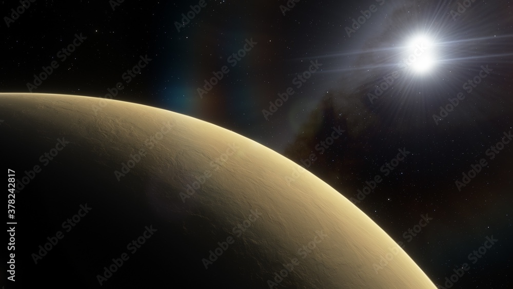 Fototapeta premium alien planet in space, science fiction landscape, 3d render
