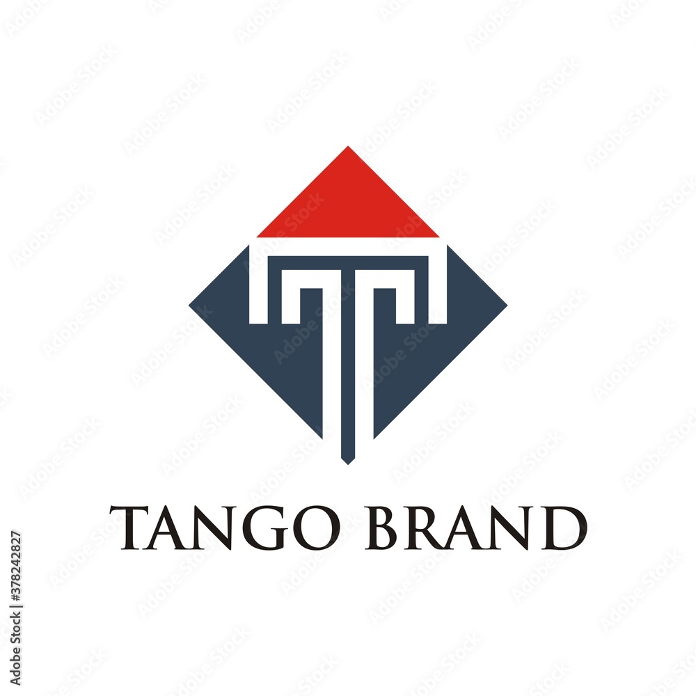 Letter T with Red Arrow Up Logo Design in Square Shape Letter T with Red Arrow Up Logo Design in Square Shape