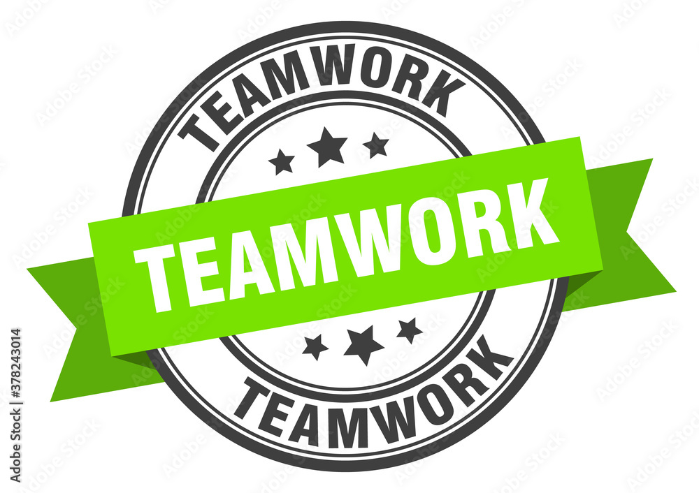 teamwork label sign. round stamp. band. ribbon teamwork label sign. round stamp. band. ribbon