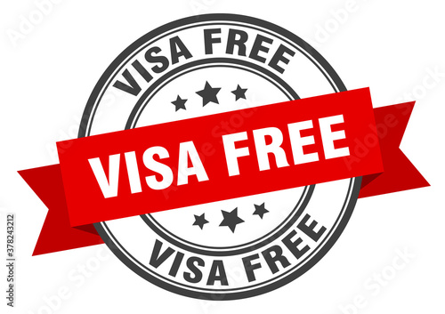 visa free label sign. round stamp. band. ribbon