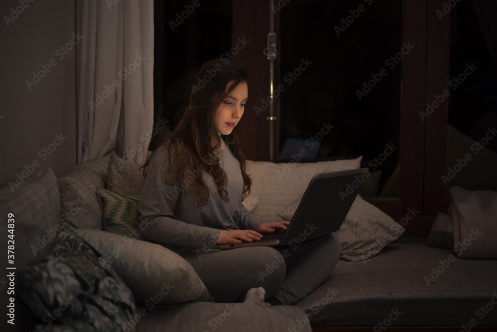 Woman Working Overnight at home Woman Working Overnight at home