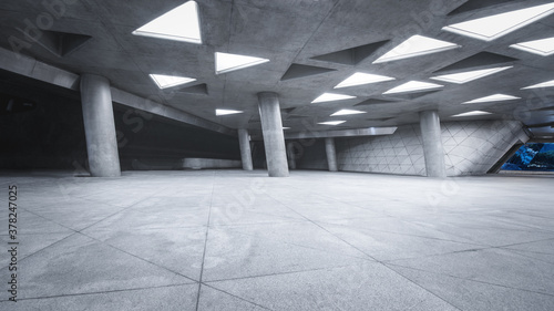 The modern building supports the vertical column three-dimensional parking lot