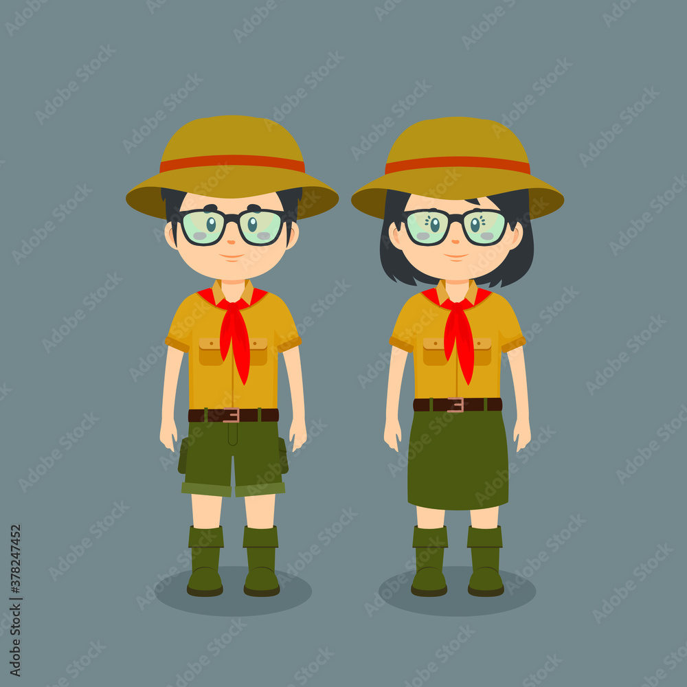 Couple Character Wearing Scout Outfit