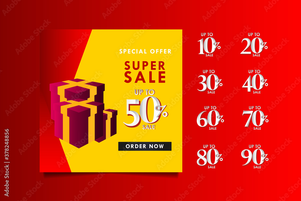 Super Sale up to 50% off Special Offer, Order Now Vector Template Design Illustration