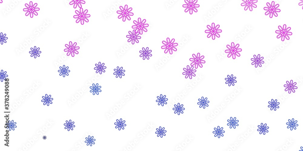 Light Pink, Blue vector doodle pattern with flowers. Light Pink, Blue vector doodle pattern with flowers.
