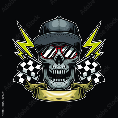 Racing skull illustration