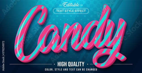 Editable text style effect - Sweet candy theme style.