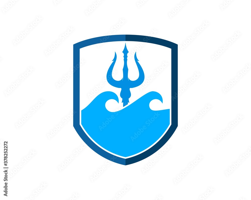 Shield with wave and trident inside Shield with wave and trident inside