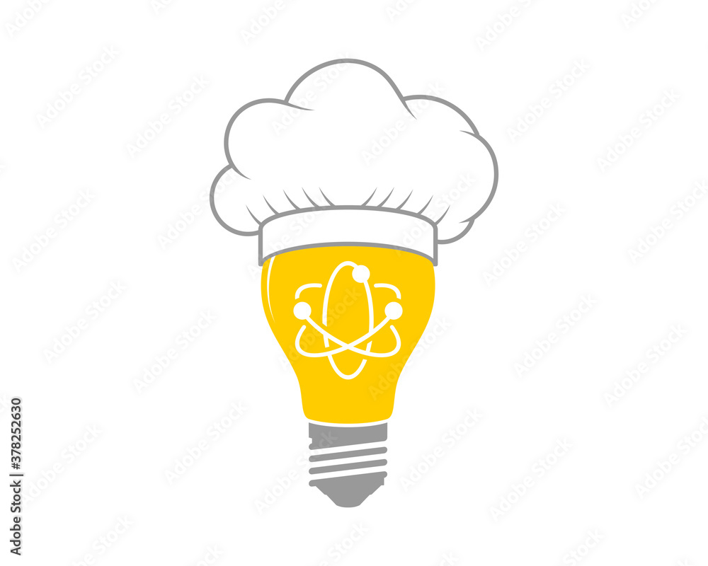 Light bulb chef idea with science logo inside
