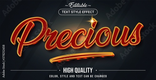 Editable text style effect - Precious theme style.