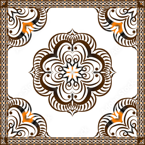 Creative color pattern for decoration. Print for paper wallpaper, tiles, textiles, neckerchief. Scarf design. Frame 