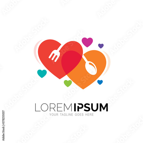 Abstract love logo and cutlery design illustration