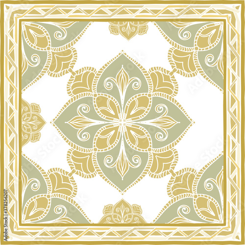 Bandana Print, silk neck scarf or kerchief square pattern design style for print on fabric, vector illustration.