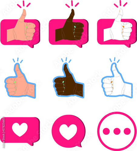 sns icons thumbs up heart like button 