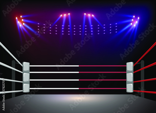 Boxing ring arena and floodlights Vector illumination eps 10