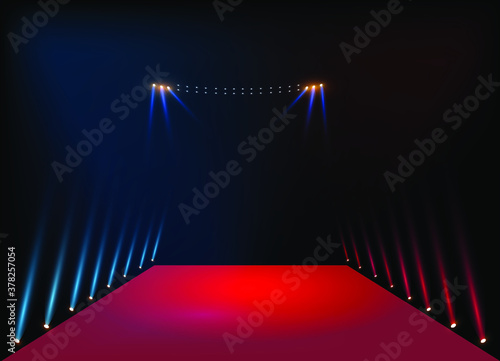Stage before the show. Fashion runway. Vector illustration.